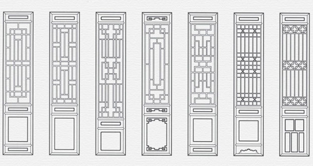 澜沧常用中式仿古花窗图案隔断设计图